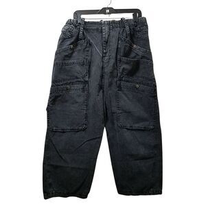 Oh Jeans Women’s Medium Black Multi-Pocket Wide Leg Cropped Jeans Streetwear